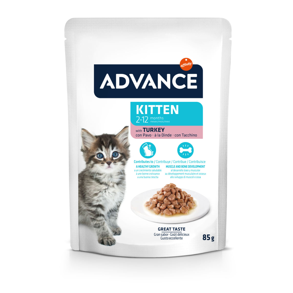 ADVANCE Kitten, Curcan, plic hrană umedă pisici junior, (în sos), bax, 85g x 12buc - 3 | YEO