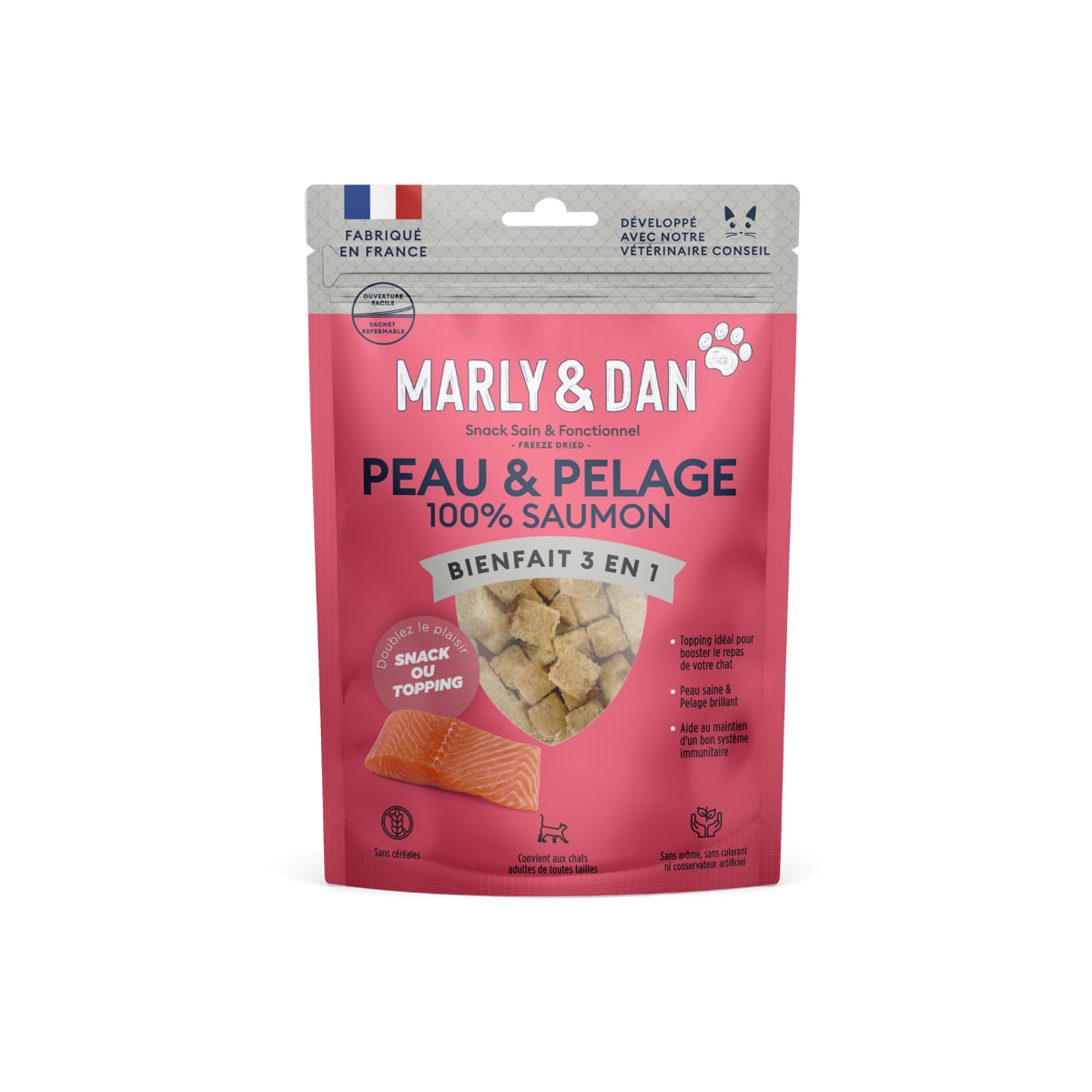 MARLY&DAN Skin & Coat Booster Omega3, Somon, punguță recompense funcționale monoproteică fără cereale pisici, piele & blană, 40g - 1 | YEO