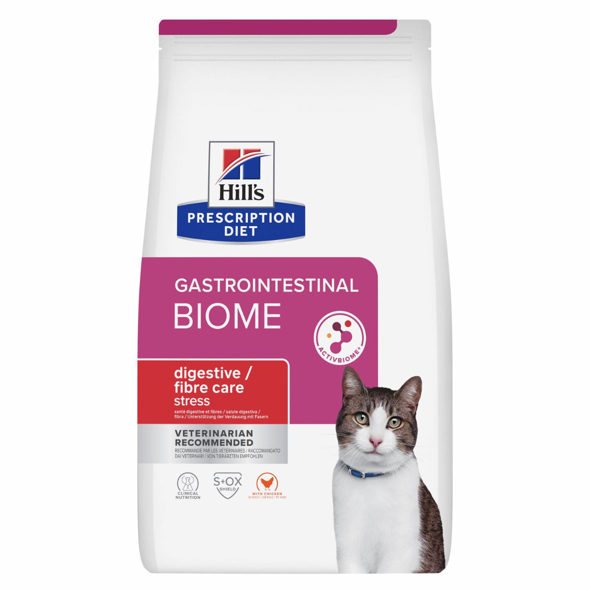 HILL\'S Prescription Diet Gastrointestinal Biome Stress, Pui, dietă veterinară, hrană uscată pisici, sistem digestiv, 3kg