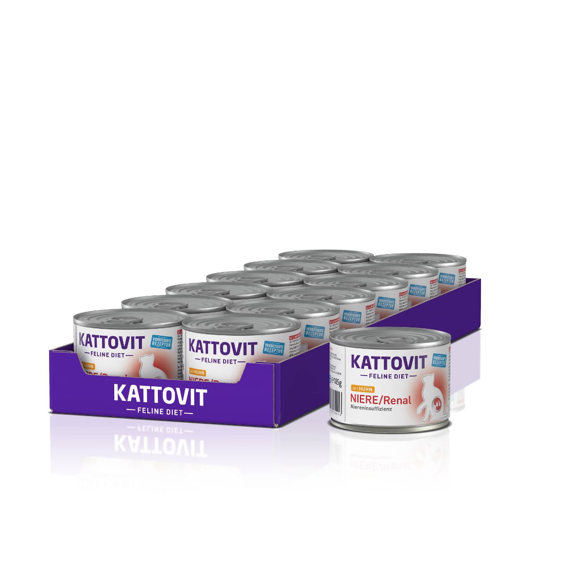 KATTOVIT Renal, Pui, dietă veterinară, conservă hrană umedă pisici, sistem renal, (în aspic), bax, 185g x 12buc - 1 | YEO