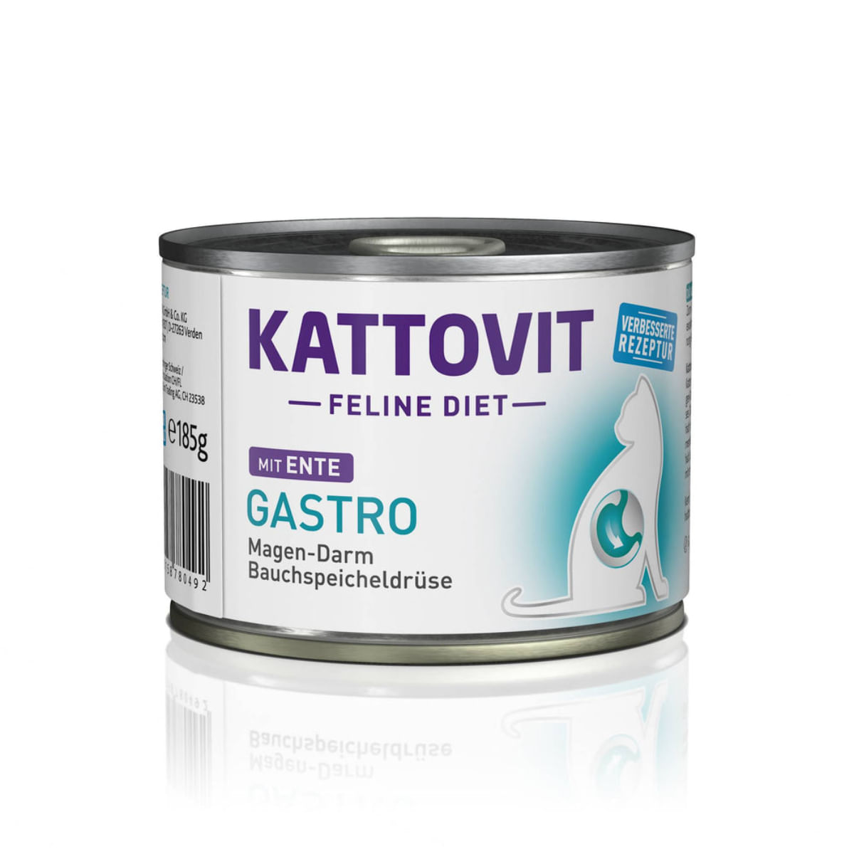 KATTOVIT Gastro, Rață, dietă veterinară, conservă hrană umedă pisici, sistem digestiv, (în aspic), 185g - 1 | YEO