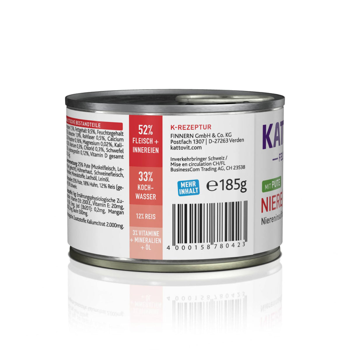 KATTOVIT Renal, Curcan, dietă veterinară, conservă hrană umedă pisici, sistem renal, (în aspic), 185g - 3 | YEO