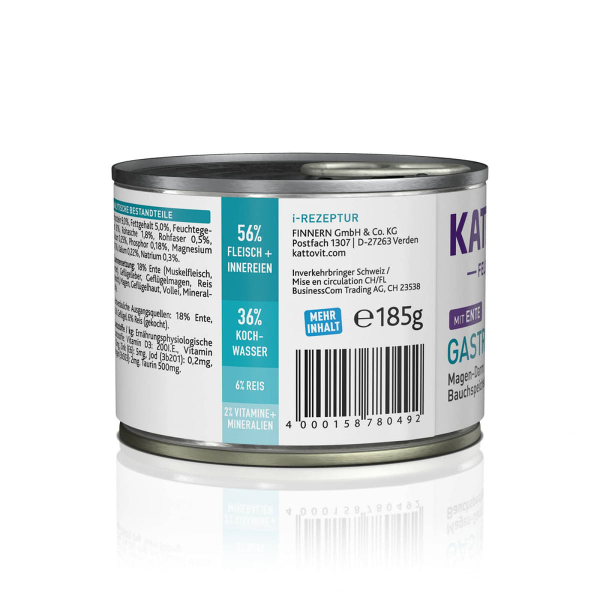 KATTOVIT Gastro, Rață, dietă veterinară, conservă hrană umedă pisici, sistem digestiv, (în aspic), 185g - 3 | YEO