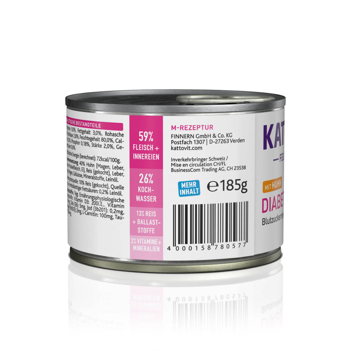 KATTOVIT Diabetes, Pui, dietă veterinară, conservă hrană umedă pisici, diabet, (în aspic), 185g - 3 | YEO