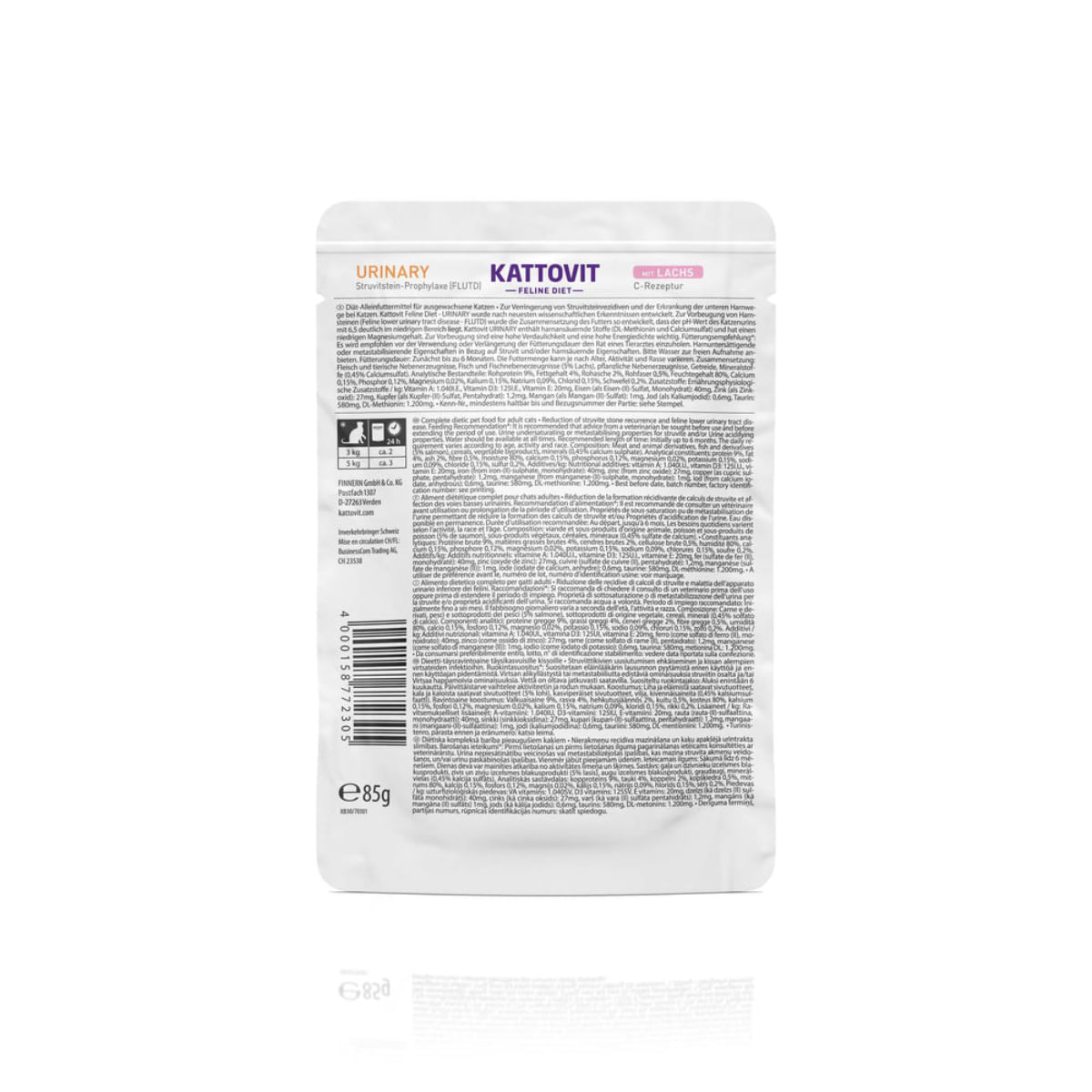 KATTOVIT Urinary, Somon, dietă veterinară, plic hrană umedă pisici, sistem urinar, (în sos), bax, 85g x 24buc