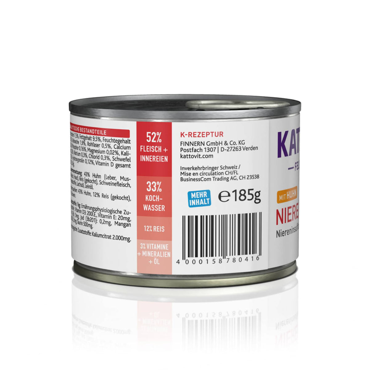 KATTOVIT Renal, Pui, dietă veterinară, conservă hrană umedă pisici, sistem renal, (în aspic), 185g