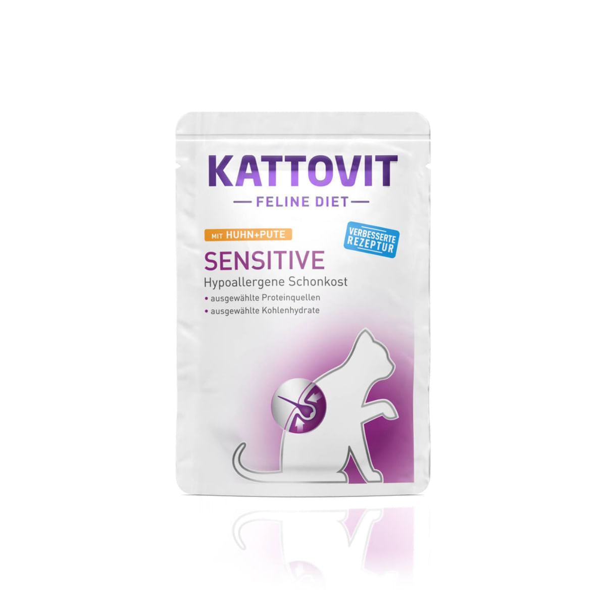 KATTOVIT Sensitive, Pui și Curcan, dietă veterinară, plic hrană umedă pisici, alergii, (în sos), 85g - 1 | YEO