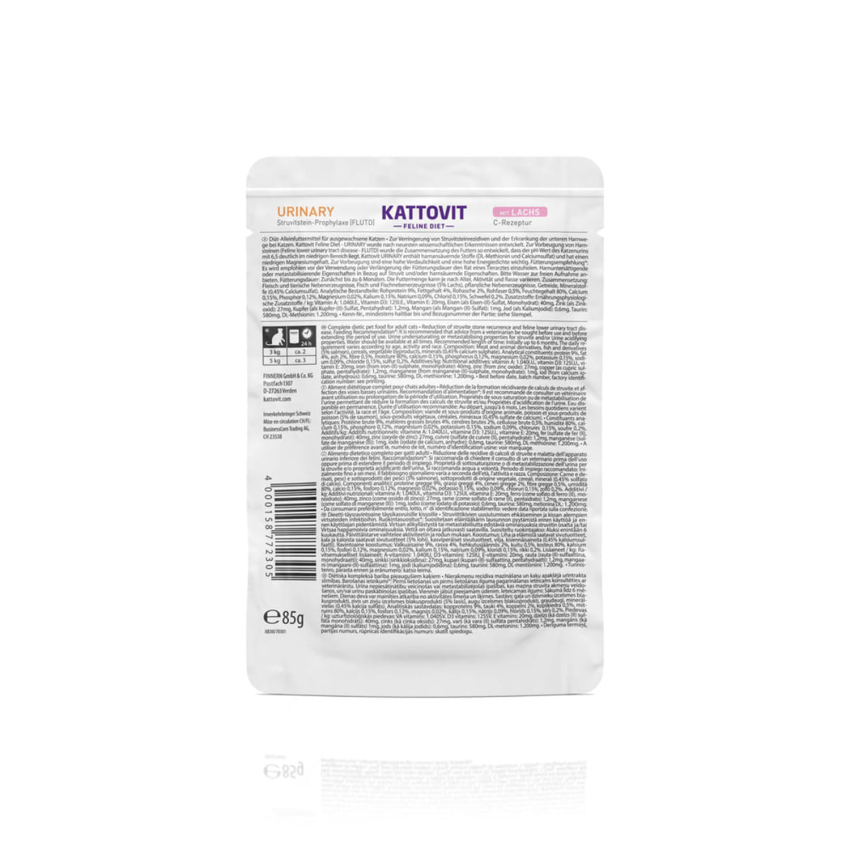 KATTOVIT Urinary, Somon, dietă veterinară, plic hrană umedă pisici, sistem urinar, (în sos), 85g - 3 | YEO
