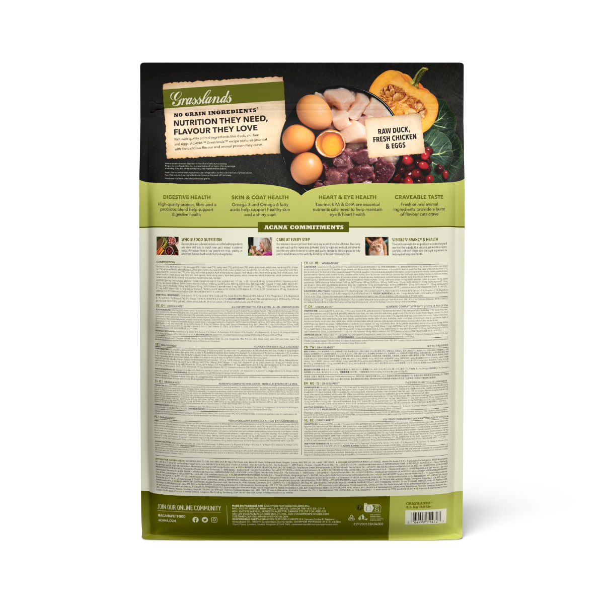 ACANA Highest Protein Grasslands, Rață și Pui, hrană uscată fără cereale pisici, 4.5kg - 2 | YEO
