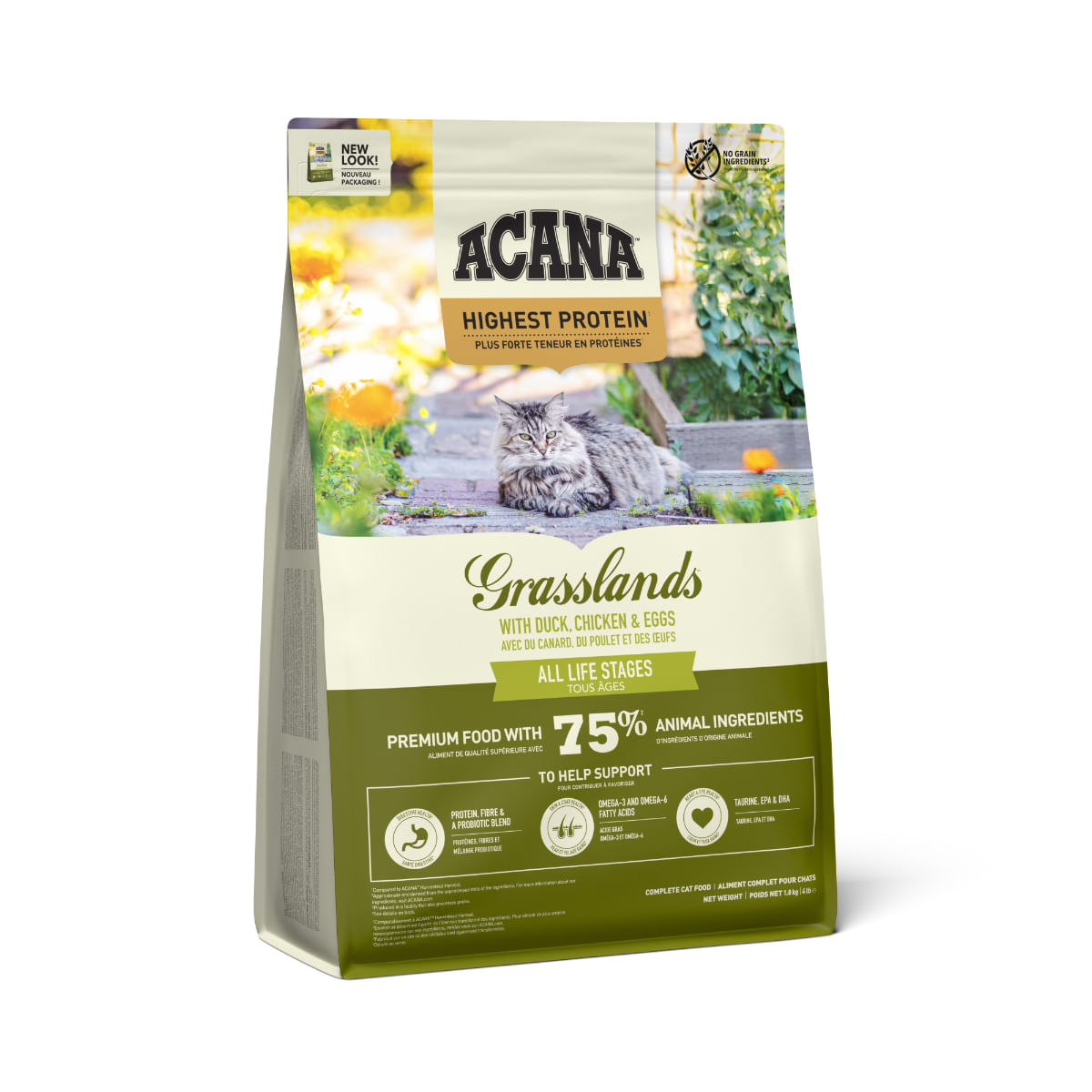 ACANA Highest Protein Grasslands, Rață și Pui, hrană uscată fără cereale pisici, 1.8kg