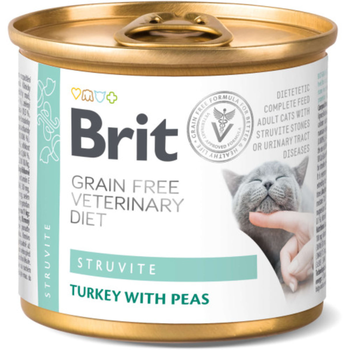 BRIT VD Struvite, Curcan, dietă veterinară, conservă hrană umedă fără cereale pisici, sistem urinar, (în aspic), 200g
