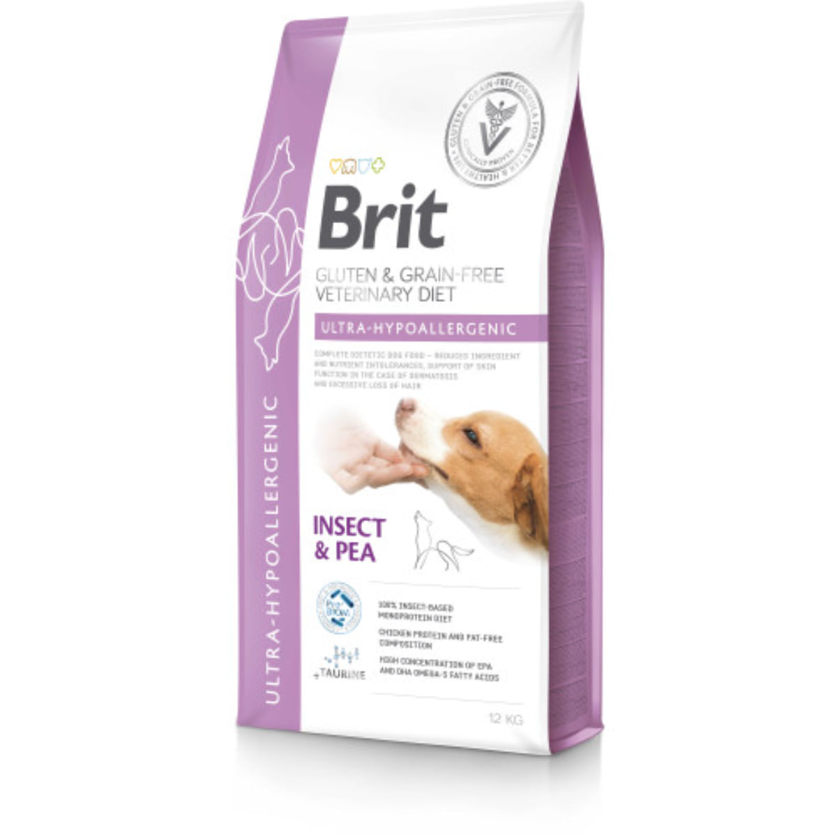 BRIT VD Ultra Hypoallergenic, XS-XL, Insecte, dietă veterinară, hrană uscată fără cereale câini, alergii, 12kg