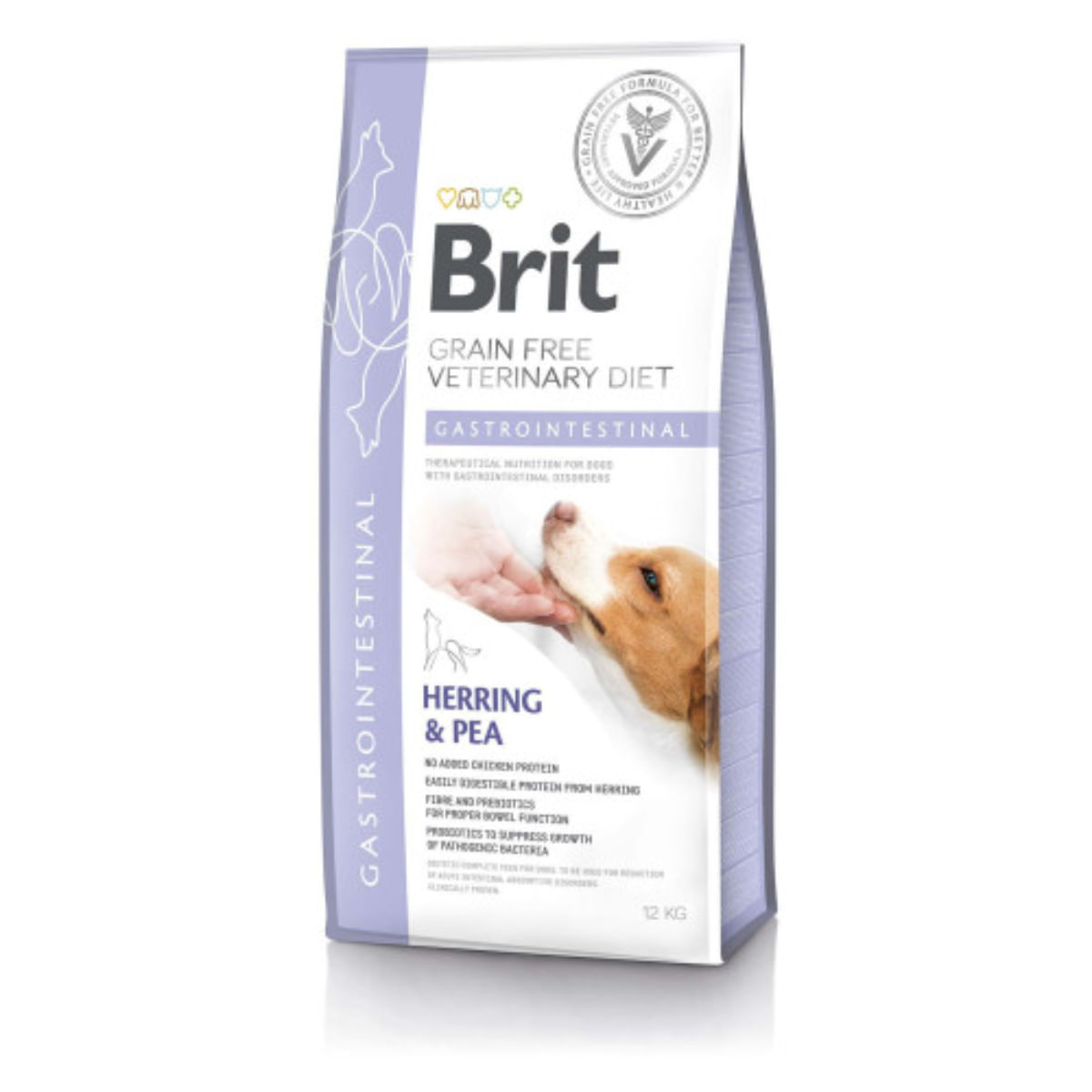 BRIT VD Gastrointestinal, XS-XL, Hering, dietă veterinară, hrană uscată fără cereale câini, sistem digestiv, 12kg