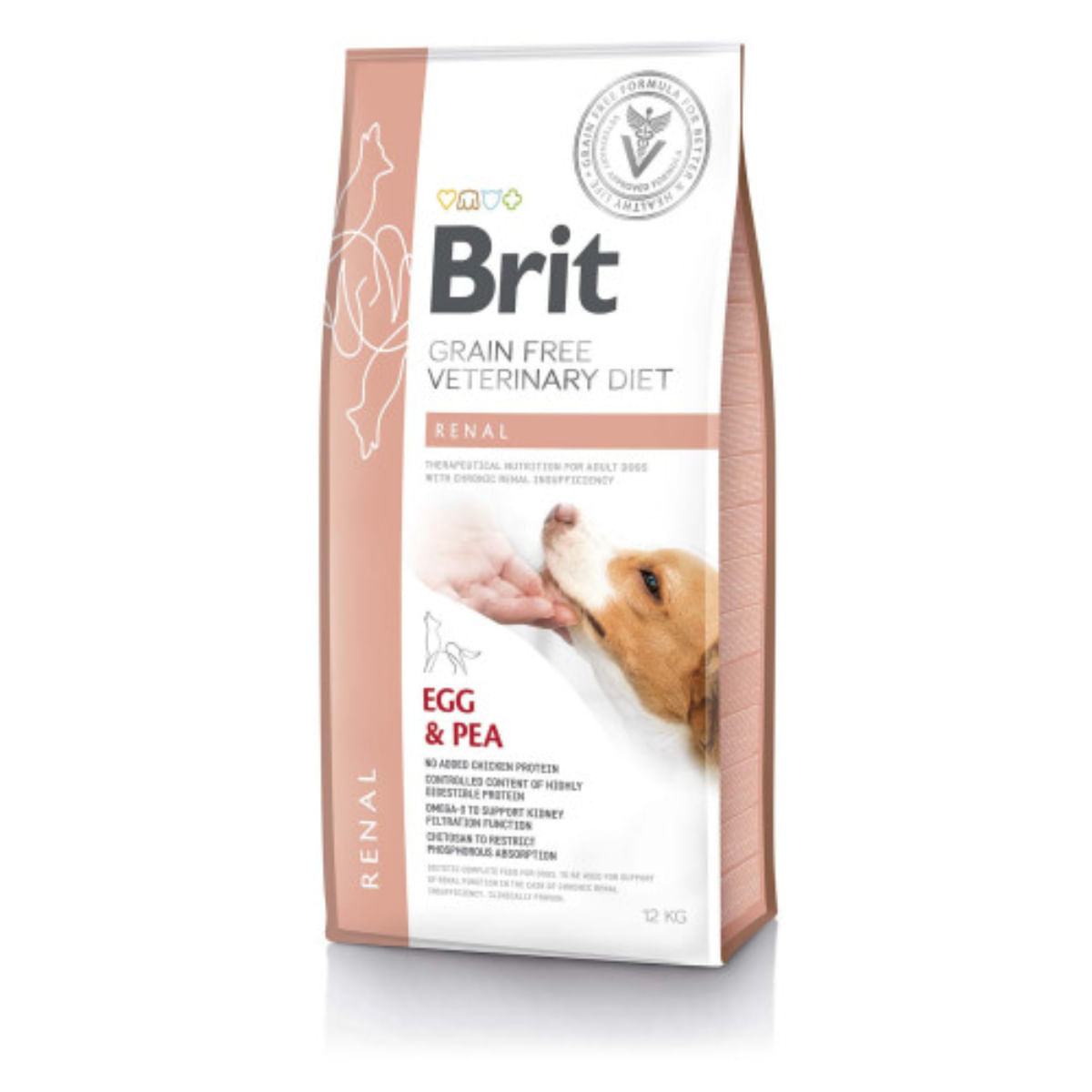BRIT VD Renal, XS-XL, Ou, dietă veterinară, hrană uscată fără cereale câini, sistem renal, 12kg