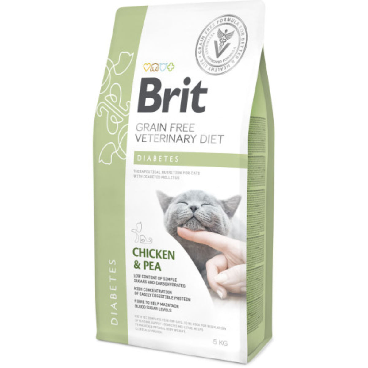 BRIT VD Diabetes, Pui, dietă veterinară, hrană uscată fără cereale pisici, diabet, 5kg