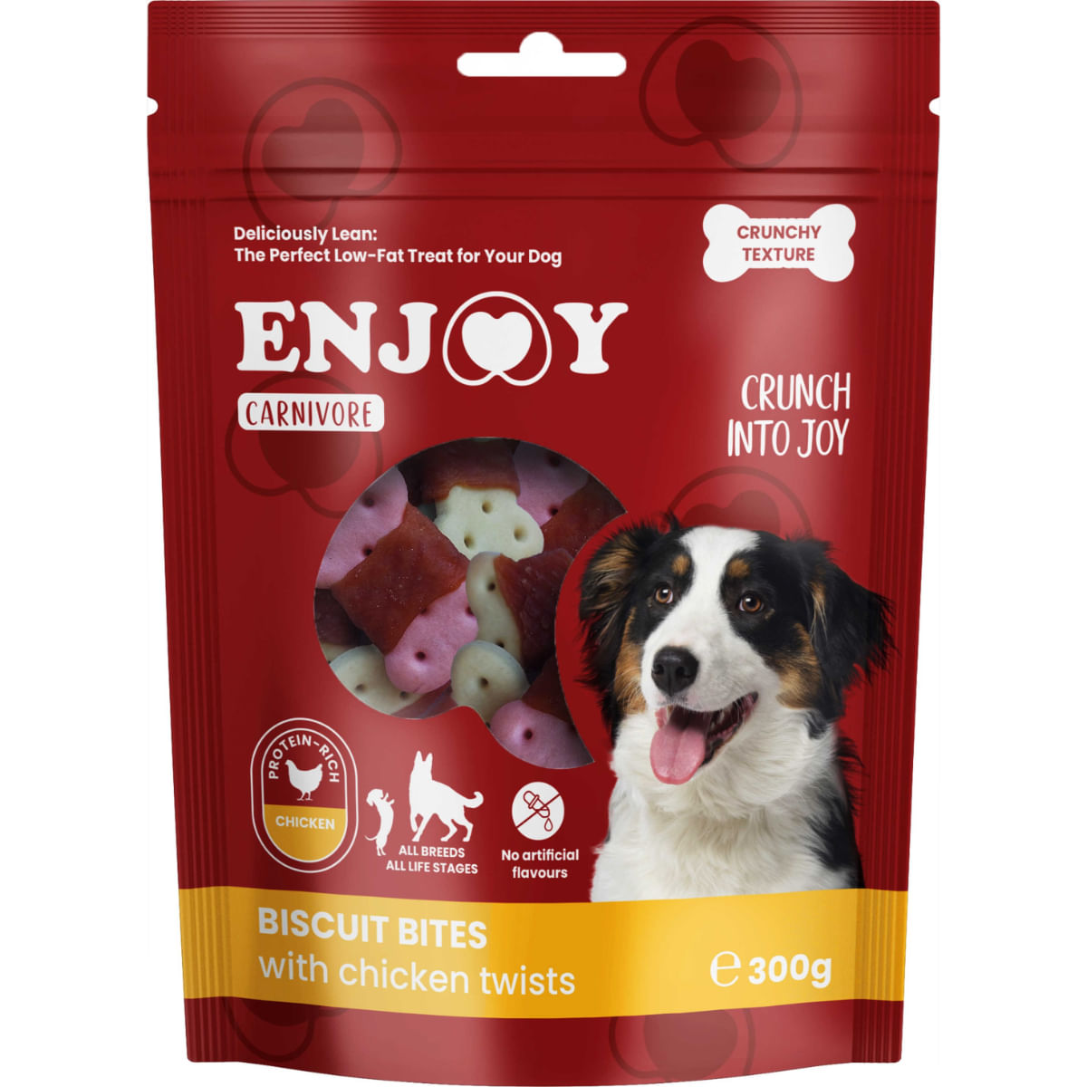 ENJOY Carnivore Biscuit Bits Twists, XS-XL, Pui, punguță recompense câini, 300g - 1 | YEO
