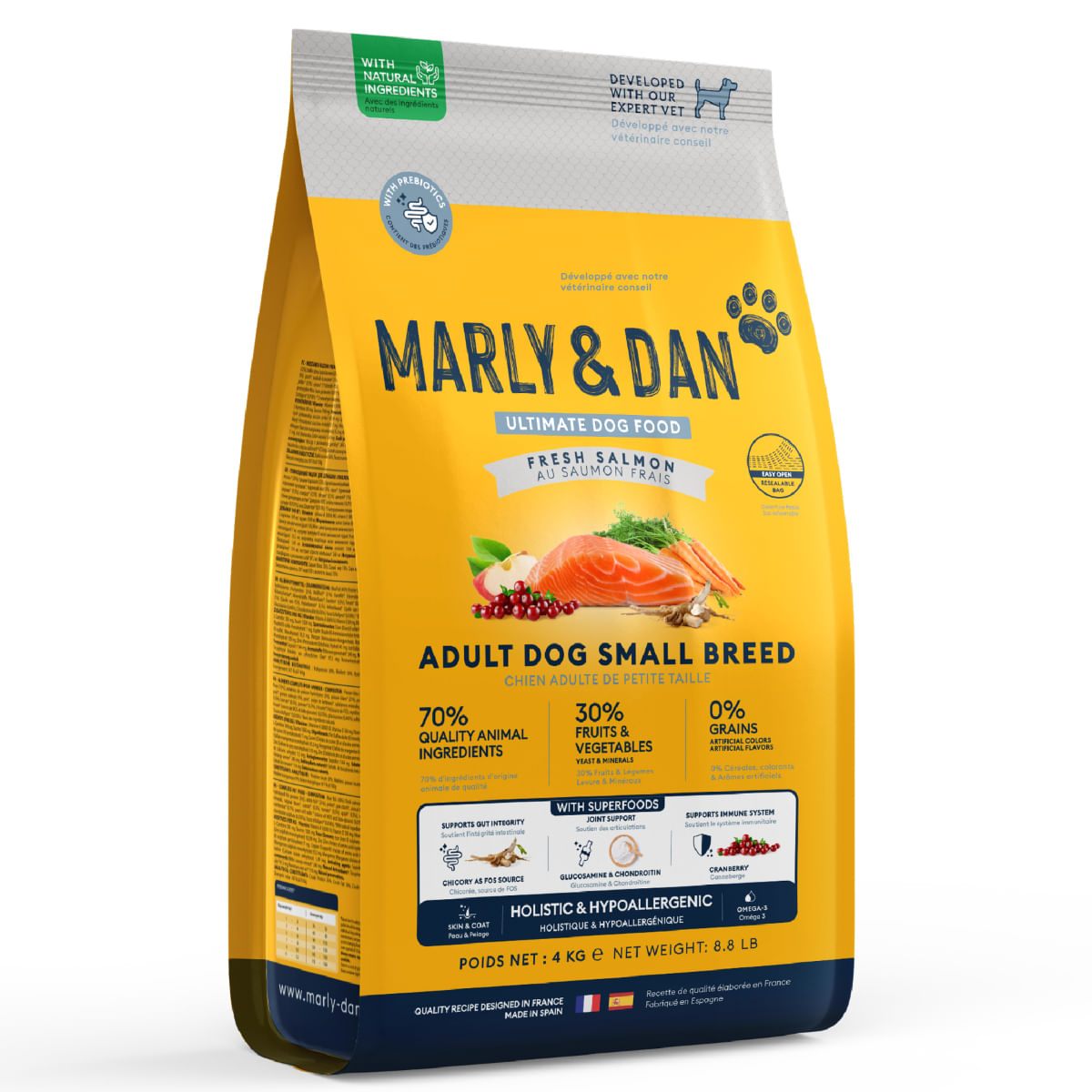 MARLY&DAN Adult Small Breed, XS-S, Somon, hrană uscată fără cereale câini, 1.5kg - 1 | YEO