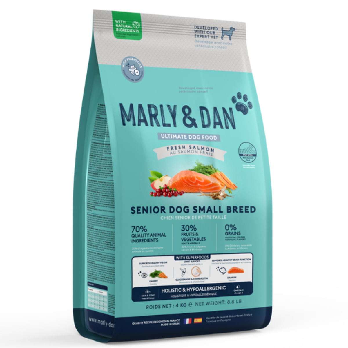 MARLY&DAN Senior Small Breed, XS-S, Somon, hrană uscată fără cereale câini senior, 1.5kg - 1 | YEO