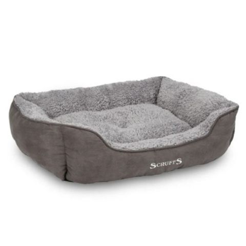 SCRUFFS Cosy, pat dreptunghiular câini, poliester, husă detașabilă, gri, 75x50cm