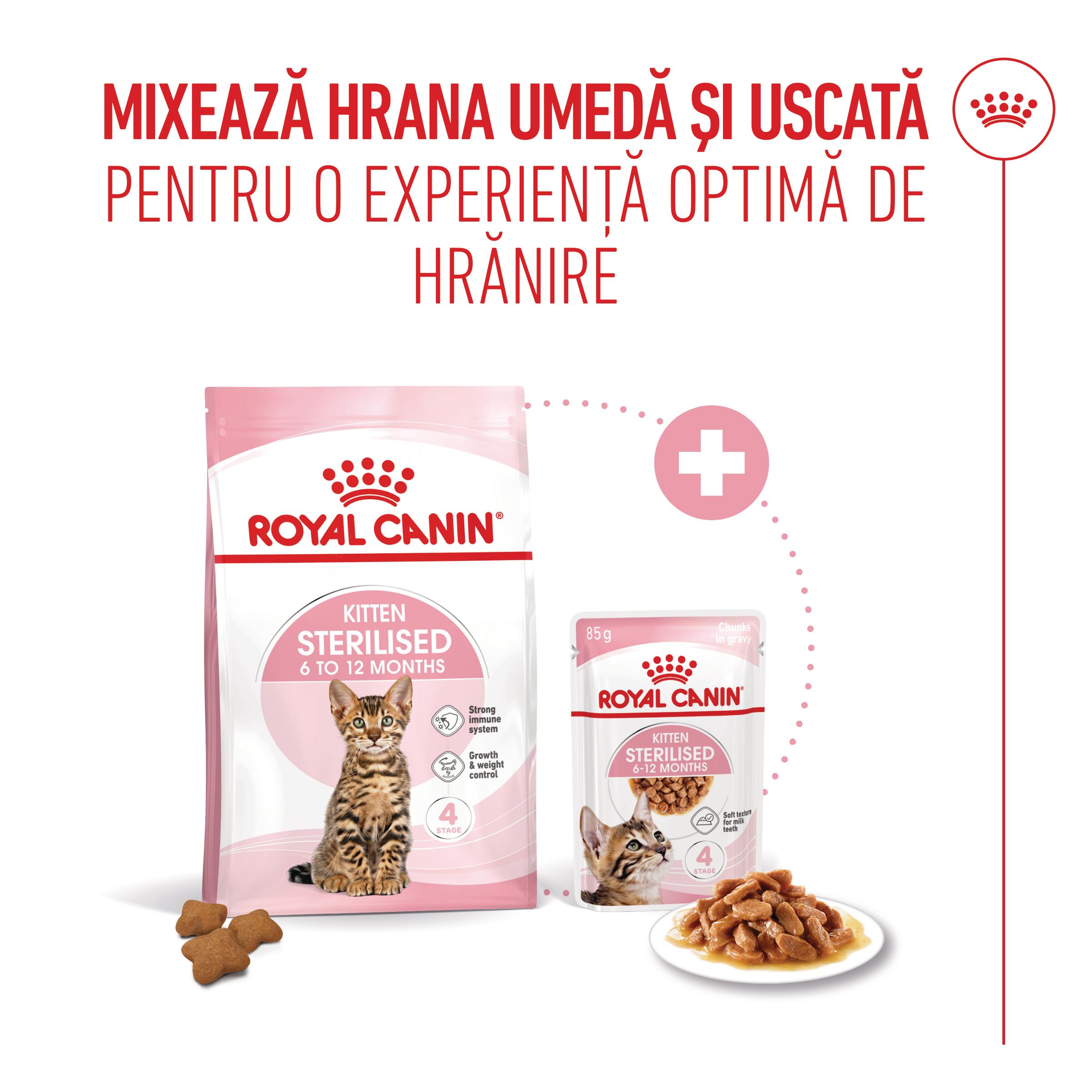 PROMO ROYAL CANIN Kitten Sterilised, hrană uscată pisici sterilizate junior, 2kg + 400g GRATUIT