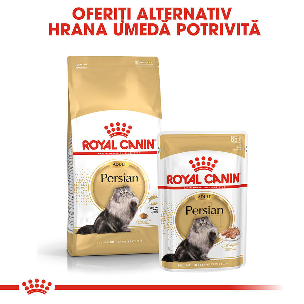 PROMO ROYAL CANIN Persian Adult, hrană uscată pisici, 2kg + 6 buc x 85g plic GRATUIT