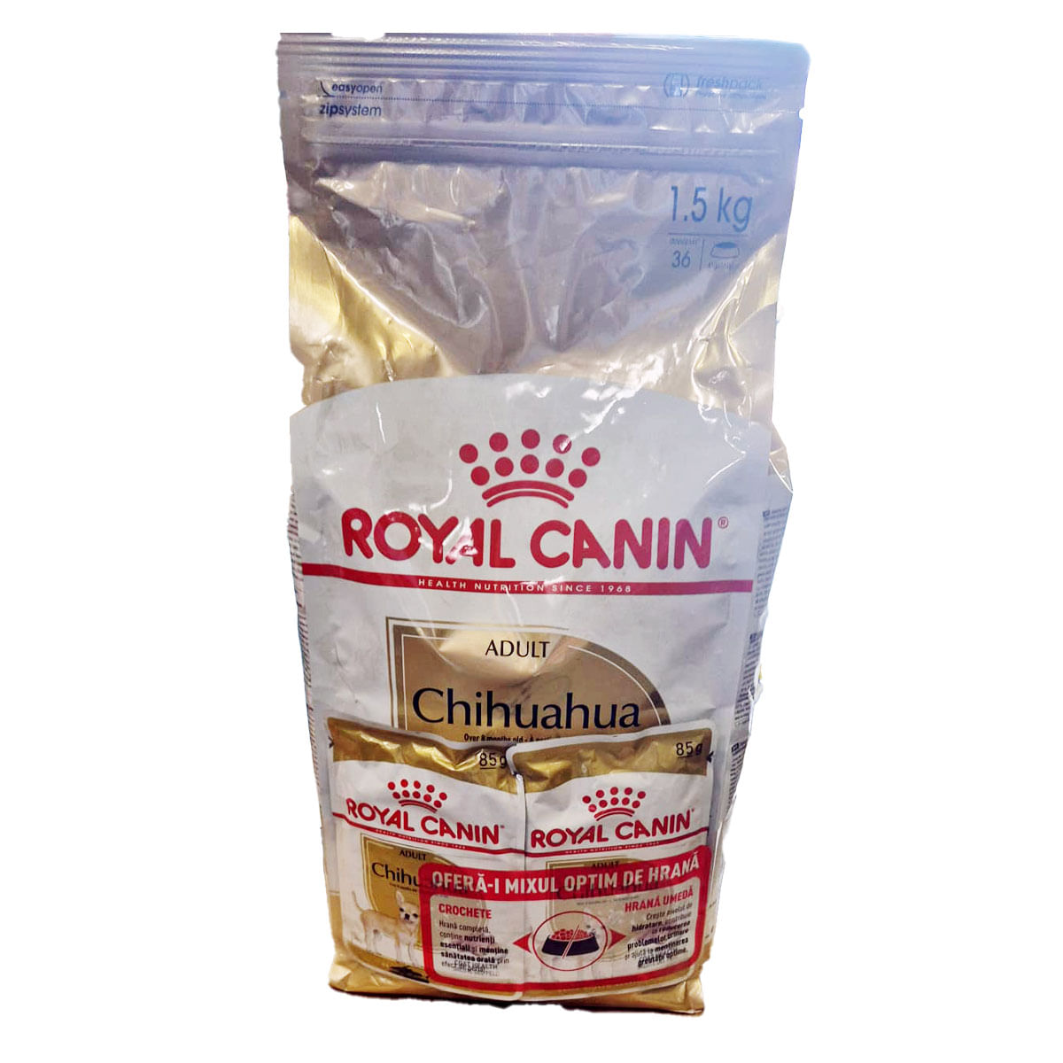 PROMO ROYAL CANIN Chihuahua Adult, hrană uscată câini, 1.5kg + 2buc x 85g plic GRATUIT