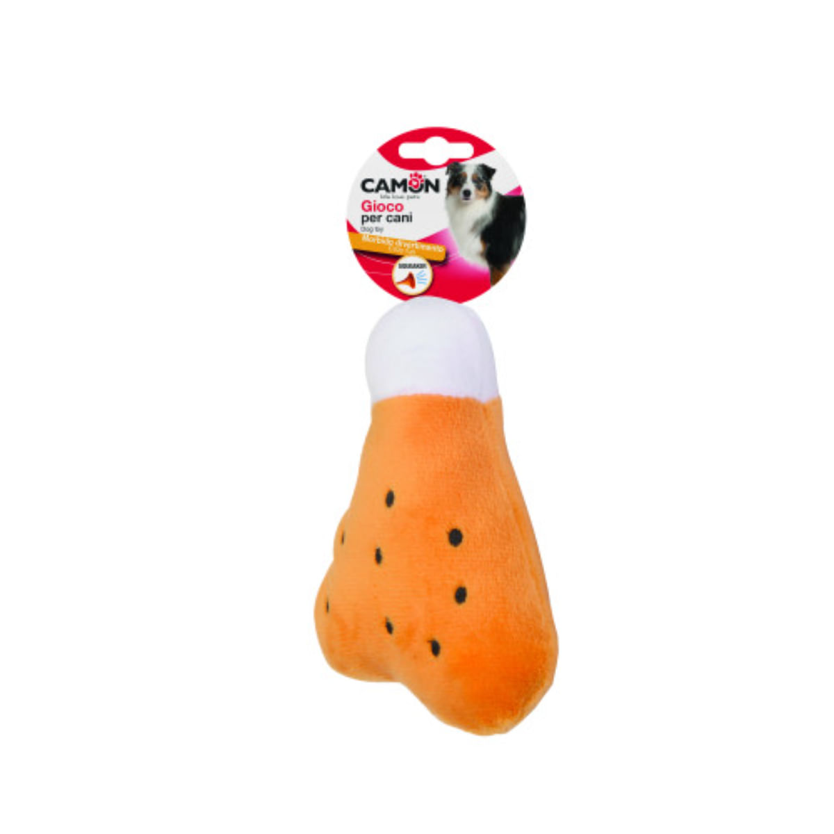 CAMON Aripa de Pui, jucărie de aport câini, cu sunet, pluș CAMON Aripa de Pui, jucărie de aport câini XS-L, cu sunet, pluș, portocaliu, 12cm, 1buc