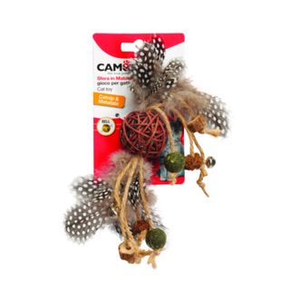 CAMON Matabi Minge cu Franghie&Clopotei, jucărie stimulare pândă pisici, cu sunet, catnip, iută, multicolor, 24cm, 1buc
