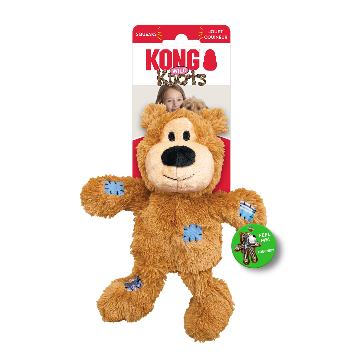 KONG Wild Knots Bear, jucărie sfoară câini, cu sunet, pluș KONG Wild Knots Bear, jucărie sfoară câini S, cu sunet, pluș, maro, 1buc - 1 | YEO