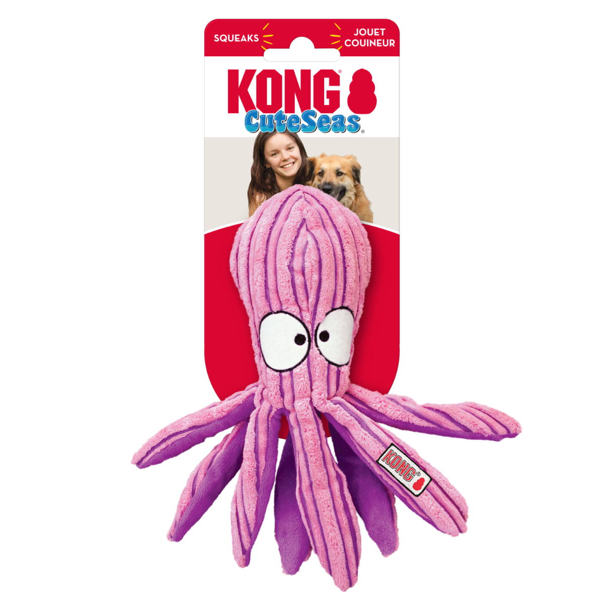 KONG CuteSeas Octopus, jucărie de pluș câini, cu sunet, pluș KONG CuteSeas Octopus, jucărie de pluș câini S, cu sunet, pluș, roz, 1buc - 1 | YEO