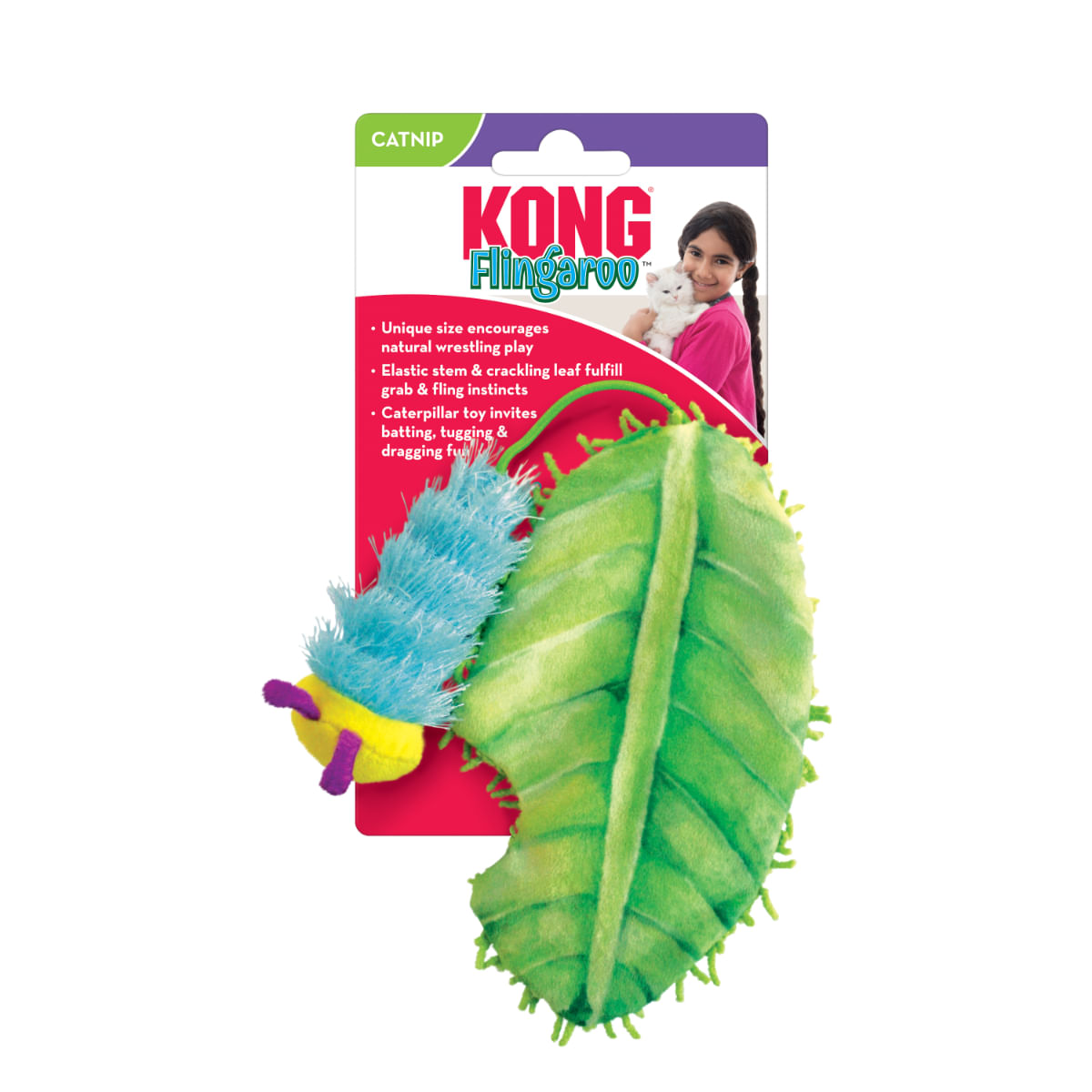 KONG Flingaroo Caterpillar, jucărie stimulare pândă pisici, catnip, textil, multicolor, 1buc - 1 | YEO