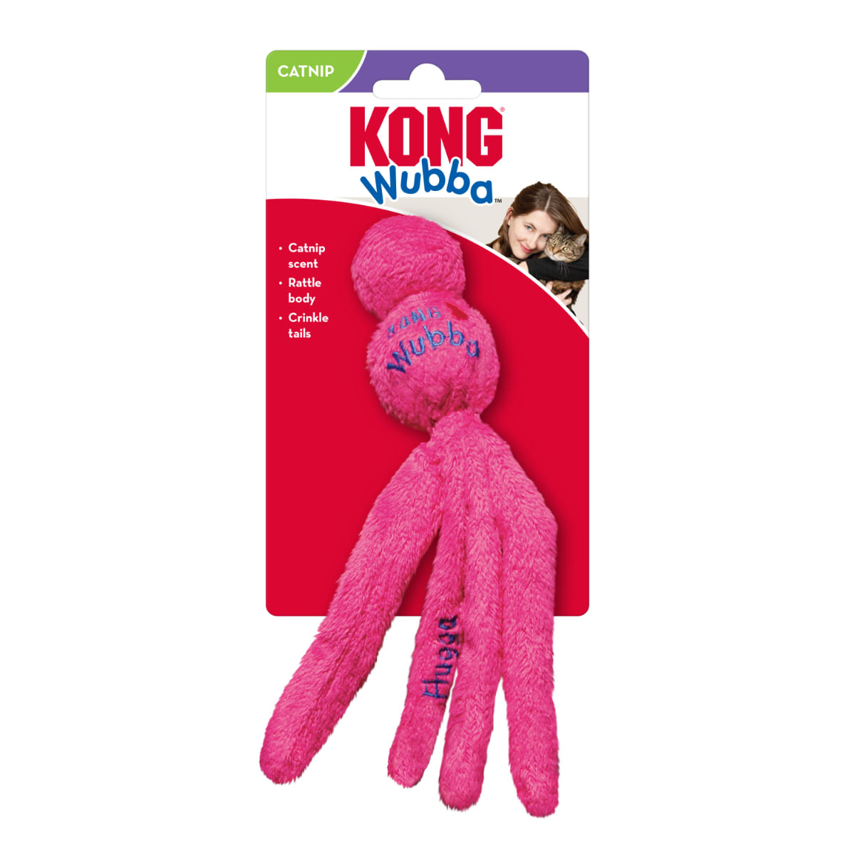 KONG Wubba, jucărie stimulare pândă pisici, catnip, cu sunet, textil, diverse culori, 1buc - 1 | YEO