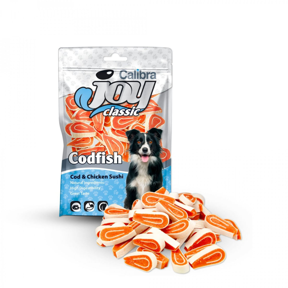 CALIBRA Joy Classic Sushi, XS-XL, Cod și Pui, punguță recompense câini, 80g - 1 | YEO
