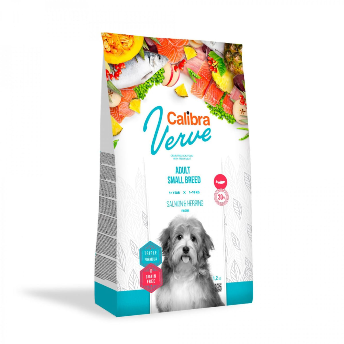 CALIBRA Verve GF Adult Small Breed, XS-S, Somon și Hering, hrană uscată fără cereale câini, 1.2kg