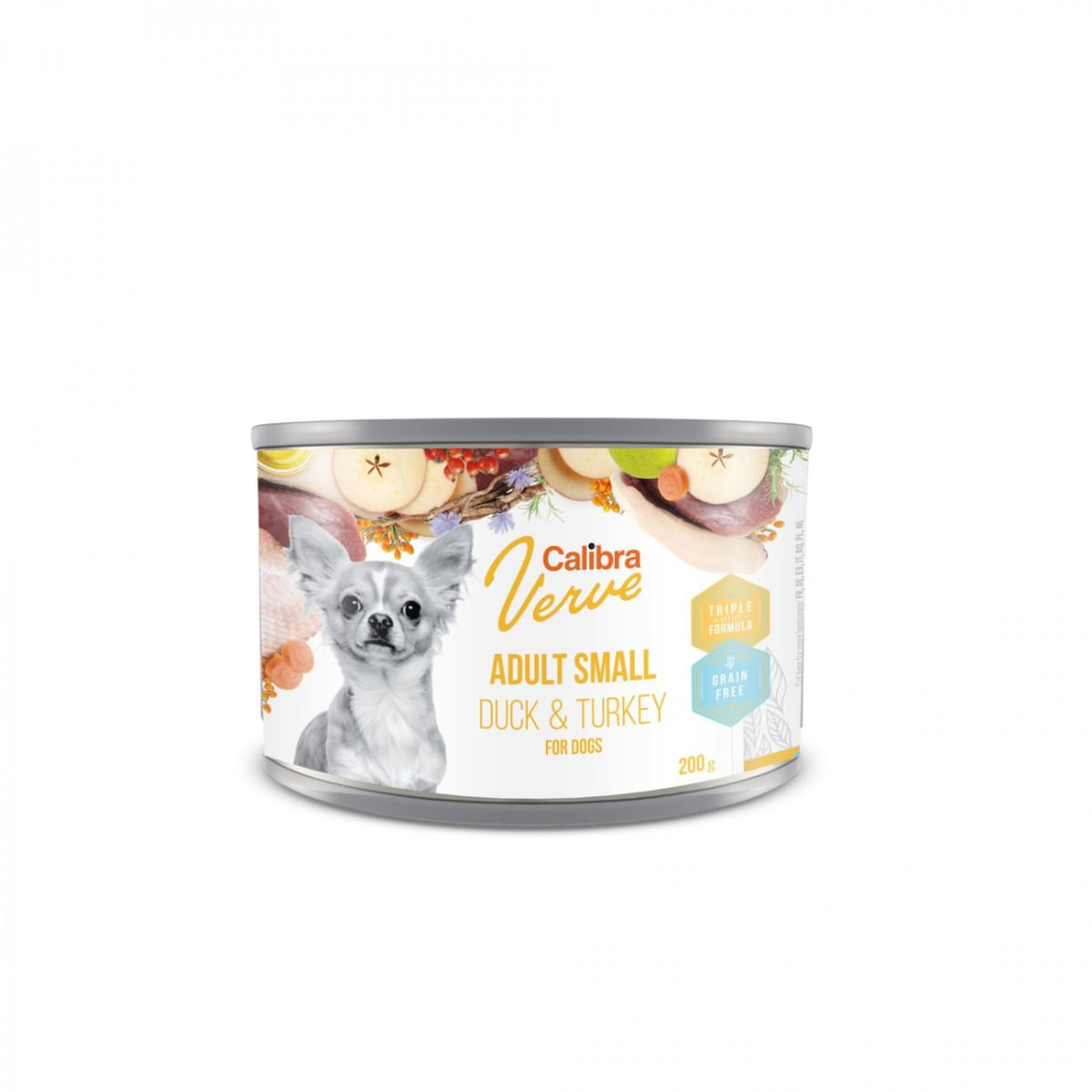 CALIBRA Verve GF Adult Small Breed, XS-S, Rață și Curcan, conservă hrană umedă fără cereale câini, (pate), 200g - 1 | YEO