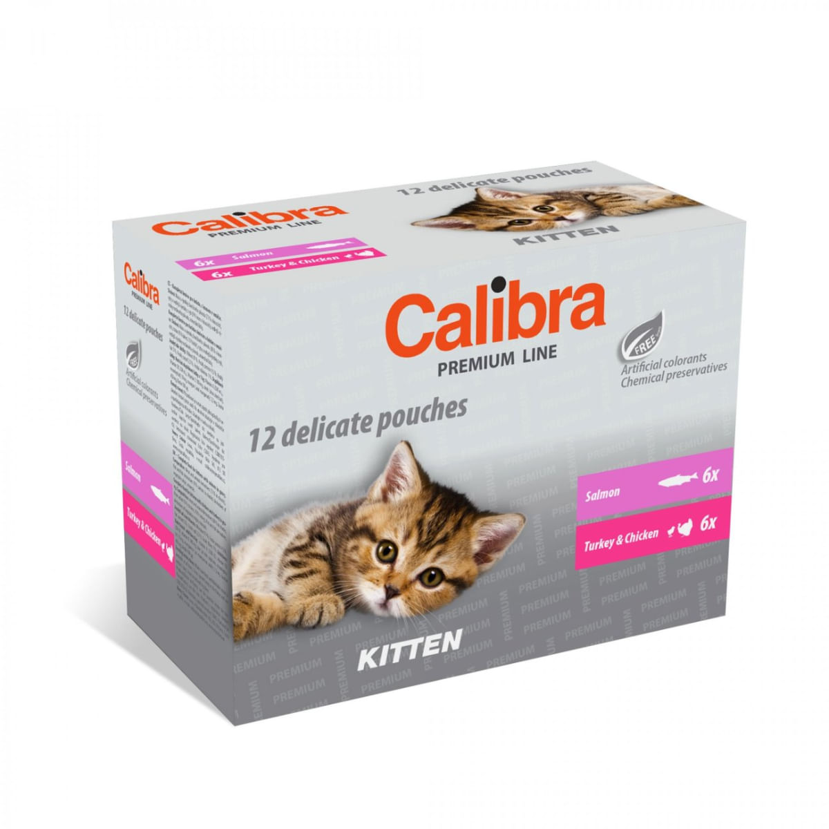 CALIBRA Premium Line Kitten , Somon și Curcan, plic hrană umedă pisici junior, (în sos), multipack, 100g x 12buc - 1 | YEO