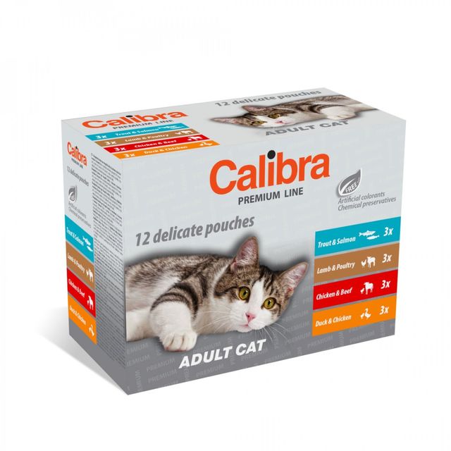 CALIBRA Premium Line, Păstrăv și Somon, plic hrană umedă pisici, (în sos), multipack, 100g x 12buc