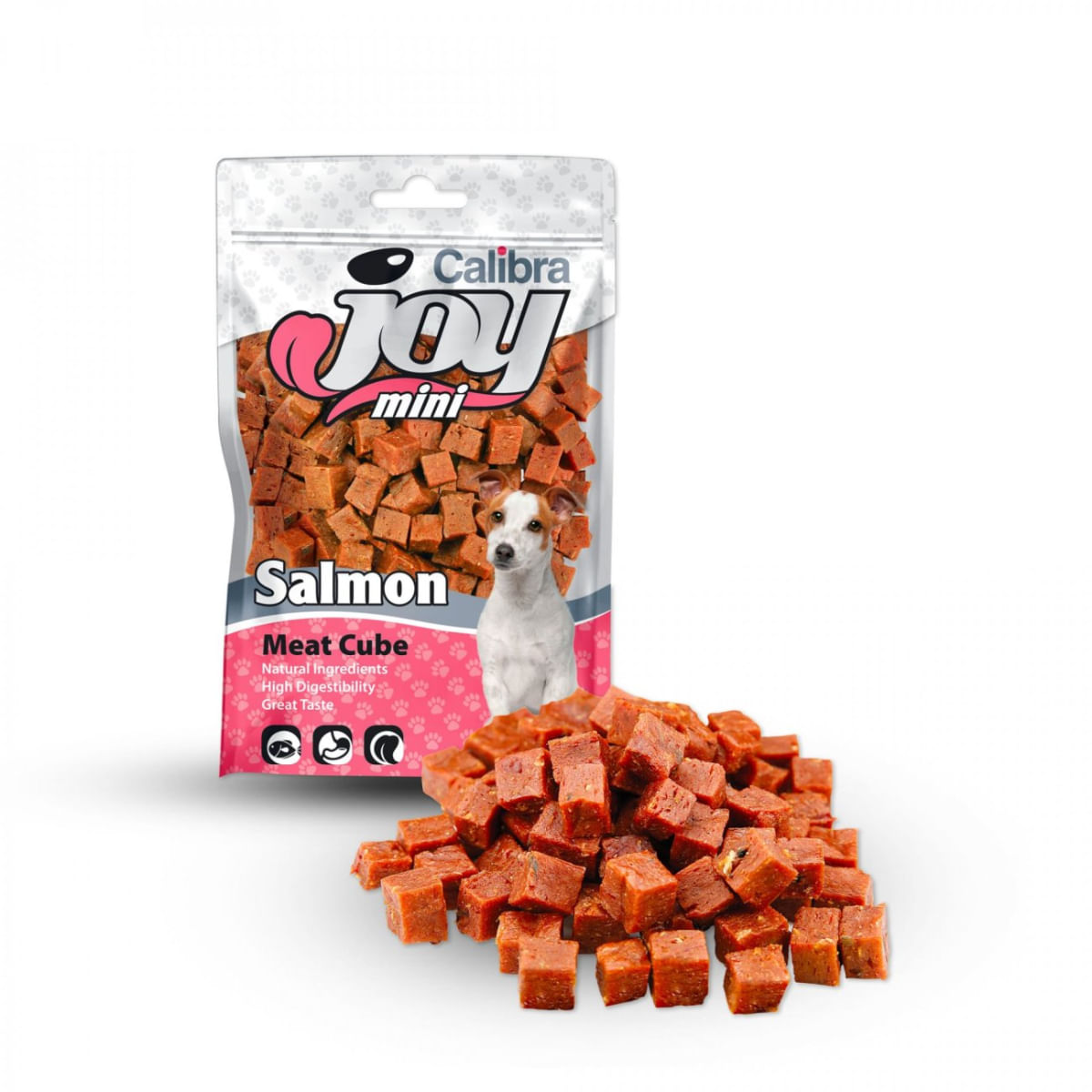 CALIBRA Joy Mini Cube, XS-S, Somon, punguță recompense câini, 70g