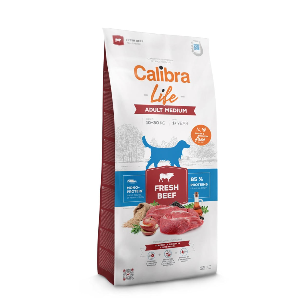 CALIBRA Life Adult Medium Fresh Beef, M, Vită, hrană uscată monoproteică câini, 12kg