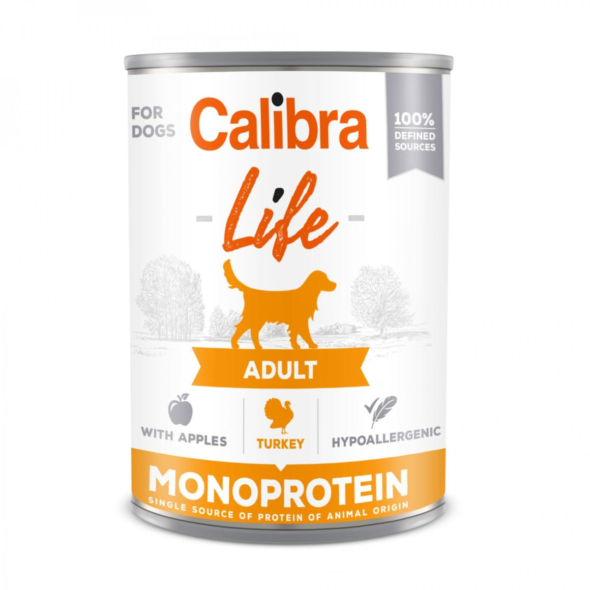 CALIBRA Life, XS-XL, Curcan și Mere, conservă hrană umedă monoproteică fără cereale câini, (pate), 400g - 1 | YEO