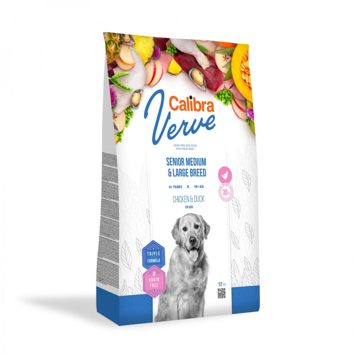 CALIBRA Verve GF Senior, M-XL, Pui și Rață, hrană uscată fără cereale câini senior, 12kg