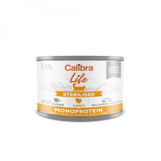 CALIBRA Life Sterilised Turkey, Curcan, conservă hrană umedă monoproteică fără cereale pisici sterilizate, (pate), 200g