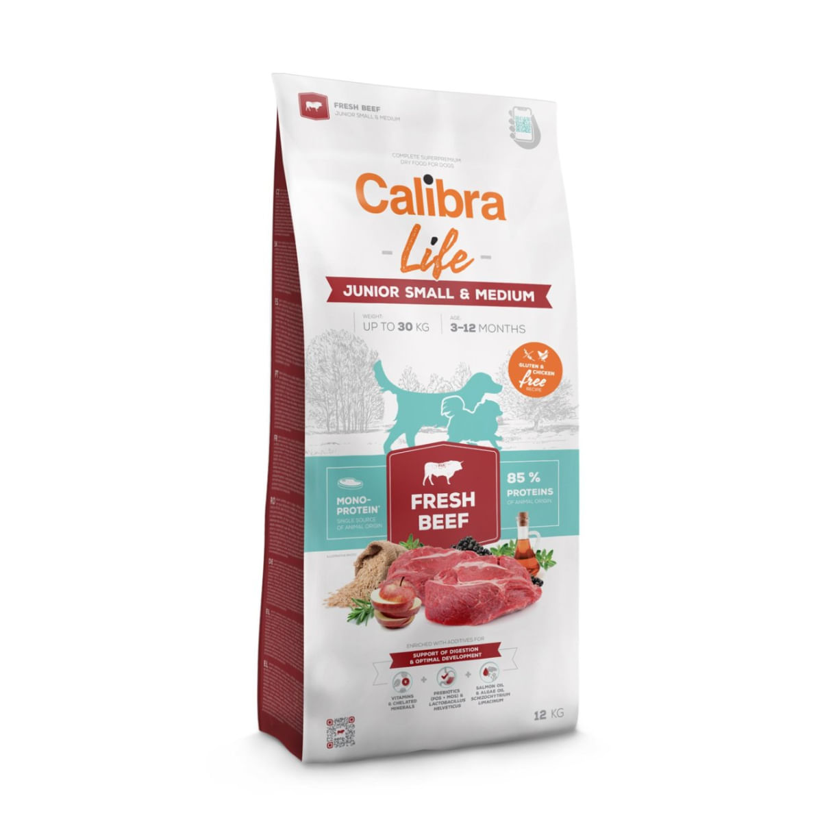 CALIBRA Life Junior Small & Medium Fresh Beef, XS-S, Vită, hrană uscată monoproteică câini junior, 2.5kg