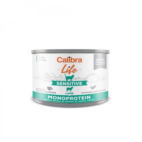 CALIBRA Life Sensitive, Miel, conservă hrană umedă monoproteică fără cereale pisici, (pate), 200g
