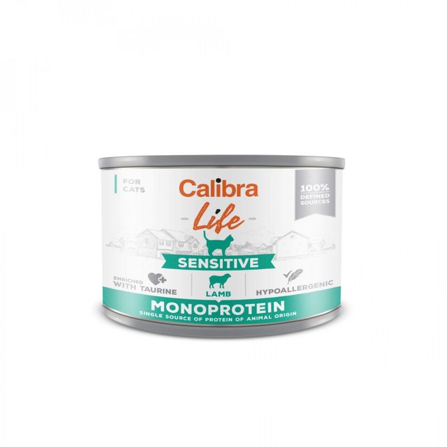 CALIBRA Life Sensitive, Miel, conservă hrană umedă monoproteică fără cereale pisici, (pate), 200g
