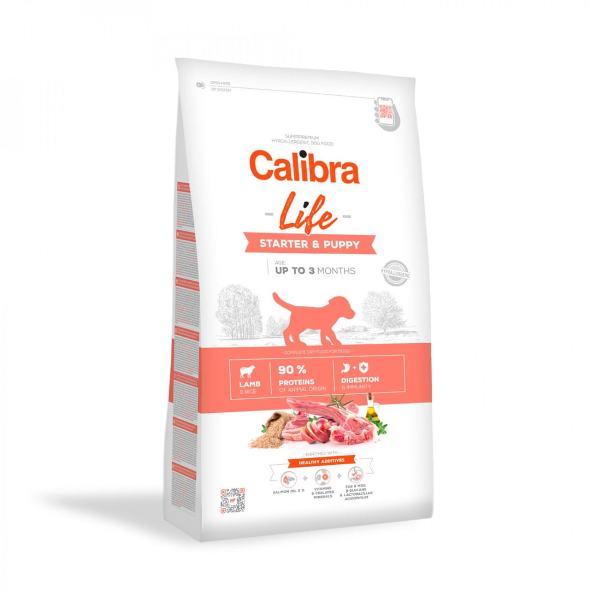 CALIBRA Life Starter & Puppy, XS-XL, Miel, hrană uscată conținut redus cereale câini junior, 12kg