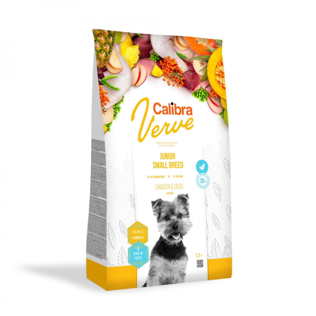 CALIBRA Verve GF Junior Small, XS-S, Pui și Rață, hrană uscată fără cereale câini junior, 1,2kg