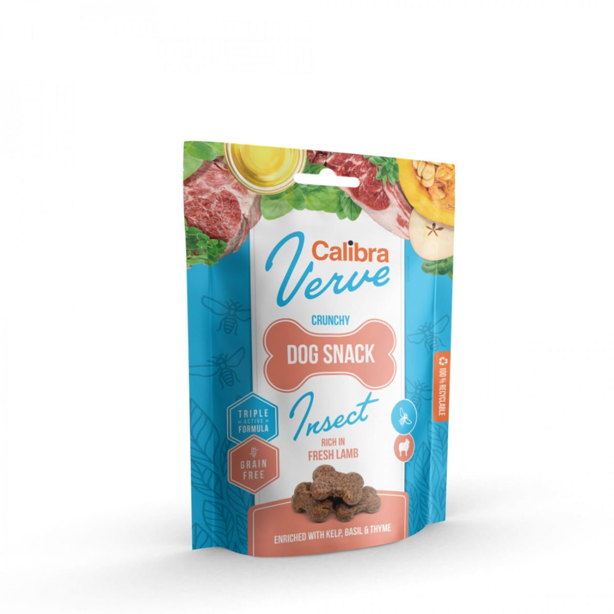 CALIBRA Verve GF Crunchy Snack, XS-XL, Insecte și Miel, punguță recompense fără cereale câini, 150g