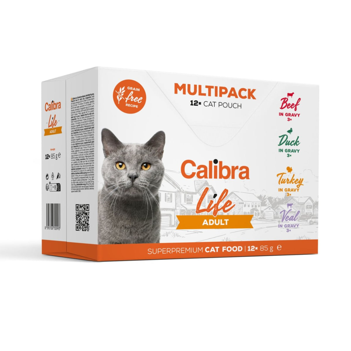 CALIBRA Life, Vită și Rață, plic hrană umedă fără cereale pisici, (în sos), multipack, 85g x 12buc
