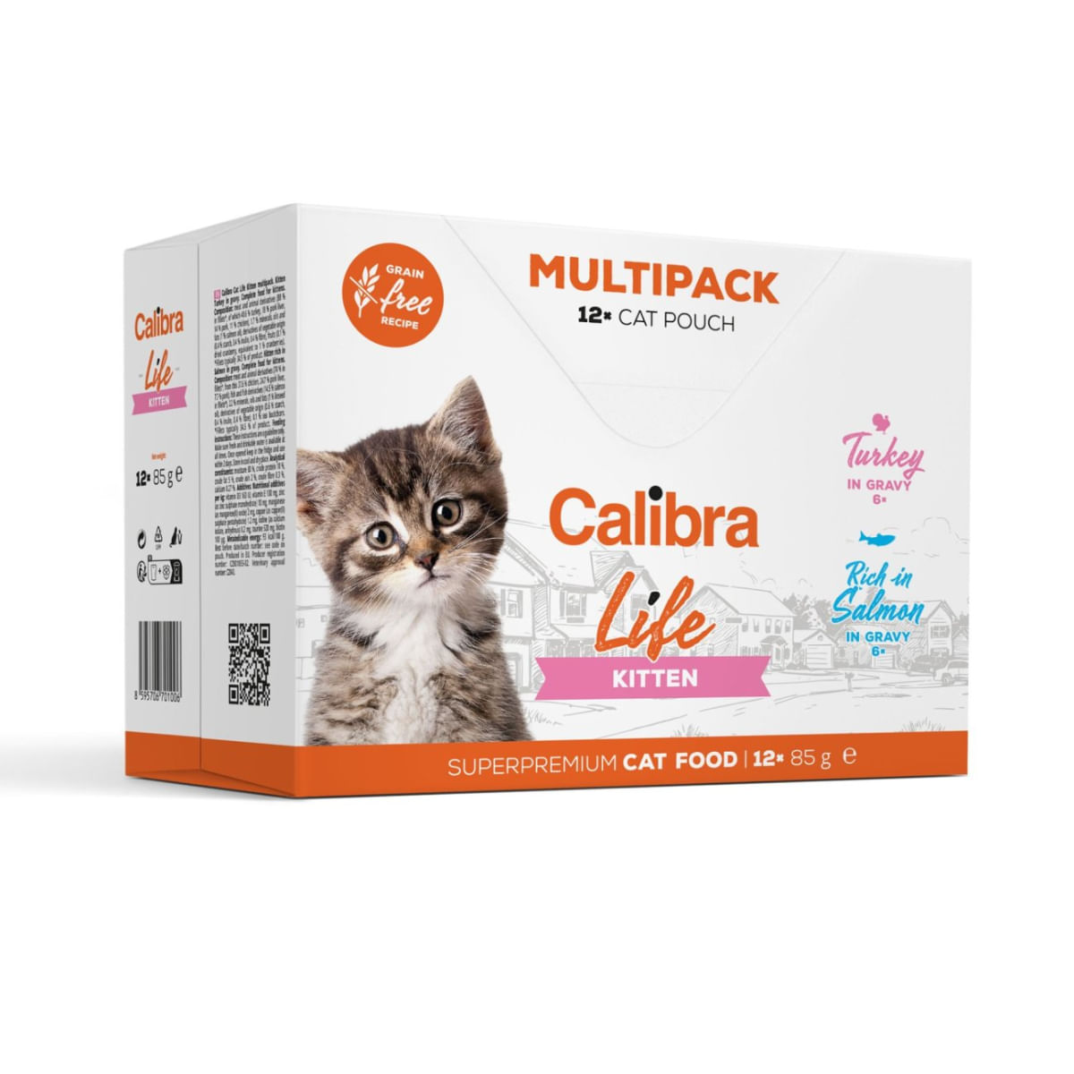 CALIBRA Life Kitten, Curcan și Somon, plic hrană umedă fără cereale pisici junior, (în sos), multipack, 85g x 12buc - 1 | YEO